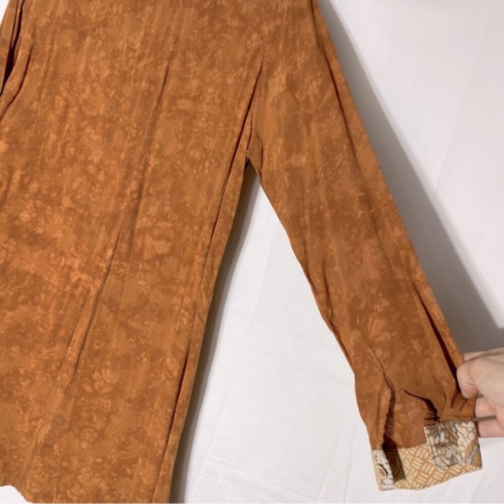 Vintage Nativewear Designs Burnt Orange Stone Wash Long Sleeve Button Up Top M - Picture 11 of 13